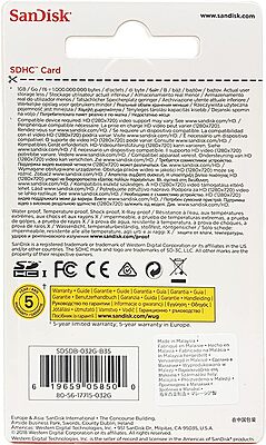 SanDisk SDHC (Secure Digital High Capacity) Memory Card, 32GB