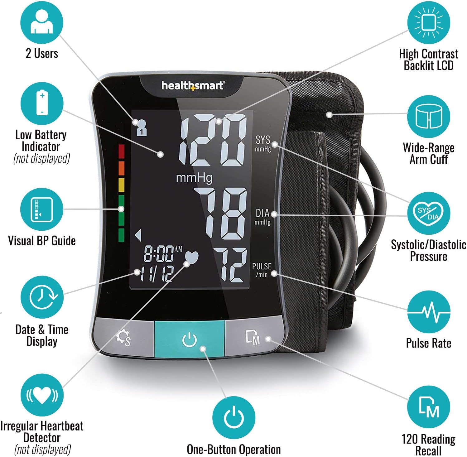 HealthSmart Digital Blood Pressure Monitor (Upper Arm & Wrist)