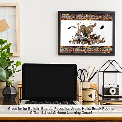 Barker Creek Double-Sided Border, Africa, for Bulletin Boards, Reception Areas, Halls, Break Rooms, Office, School, Home Learning Decor, 3” x 35’ (943)