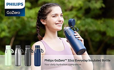 PHILIPS GoZero Everyday Insulated Stainless-Steel Water Bottle With Filter