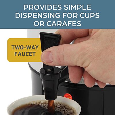 West Bend Coffee Urn Highly-Polished Aluminum Features Automatic Temperature Control with Cup Per Minute Brewing and Easy