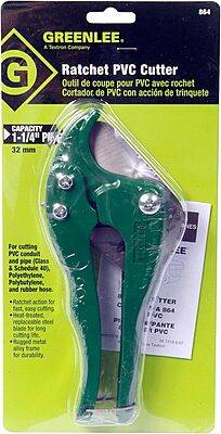 Greenlee 864 Pipe Cutter, Up to 1-1/4" Cut Cap. Green, Small Cuts Up To 1-1/4-Inch
