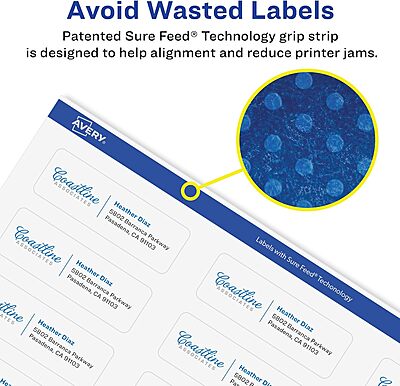 Avery Glossy Clear Rectangle Labels, Sure Feed Technology, 0.75" x 2.25", 300 Glossy Clear Labels, Print-to-The-Edge, Laser/Inkjet Printable 300 labels