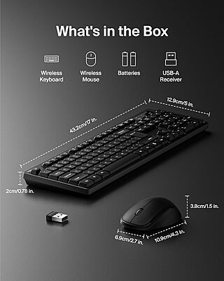 Belkin Wireless Keyboard and Mouse with USB-A Receiver - Keyboard Set withWireless Mouse, Ergonomic Design for Home, Office