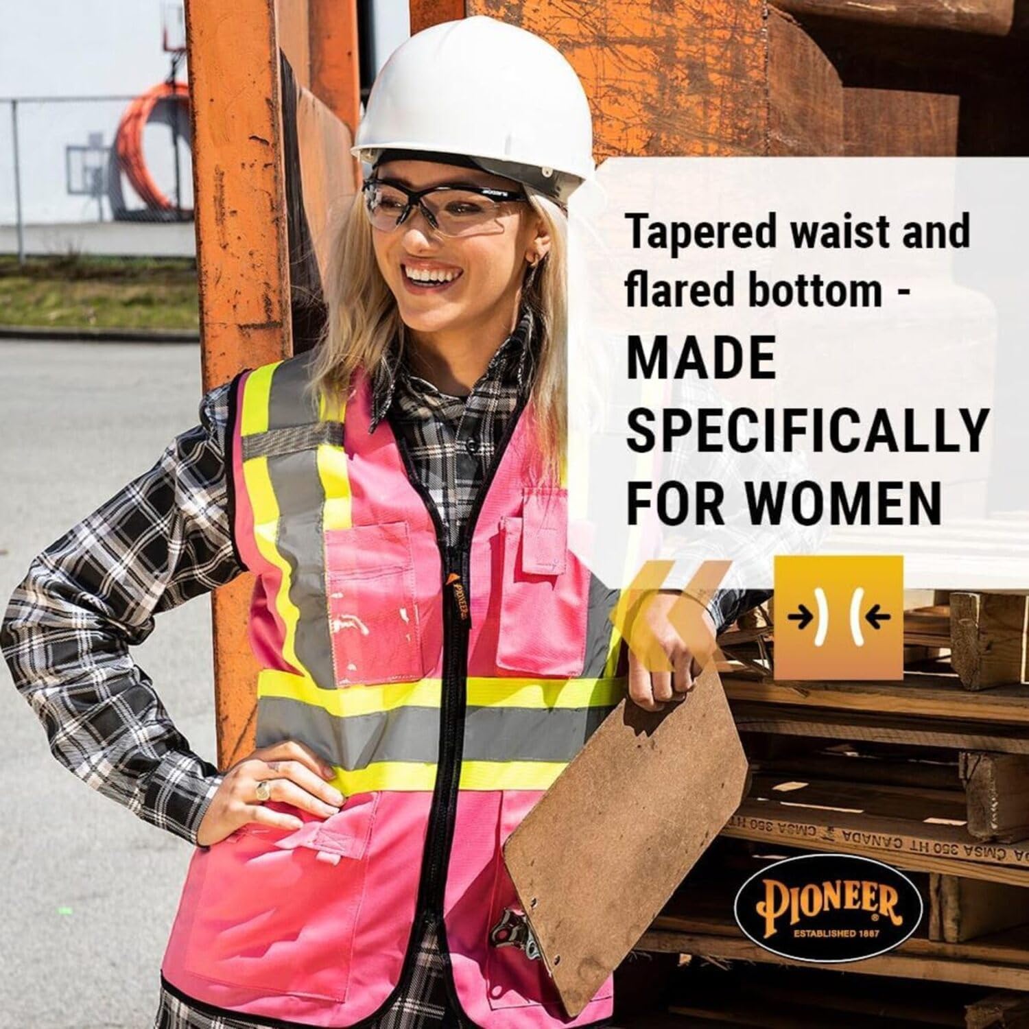 Pioneer Safety Vest for Women With Pockets - Hi-Vis Reflective Tape