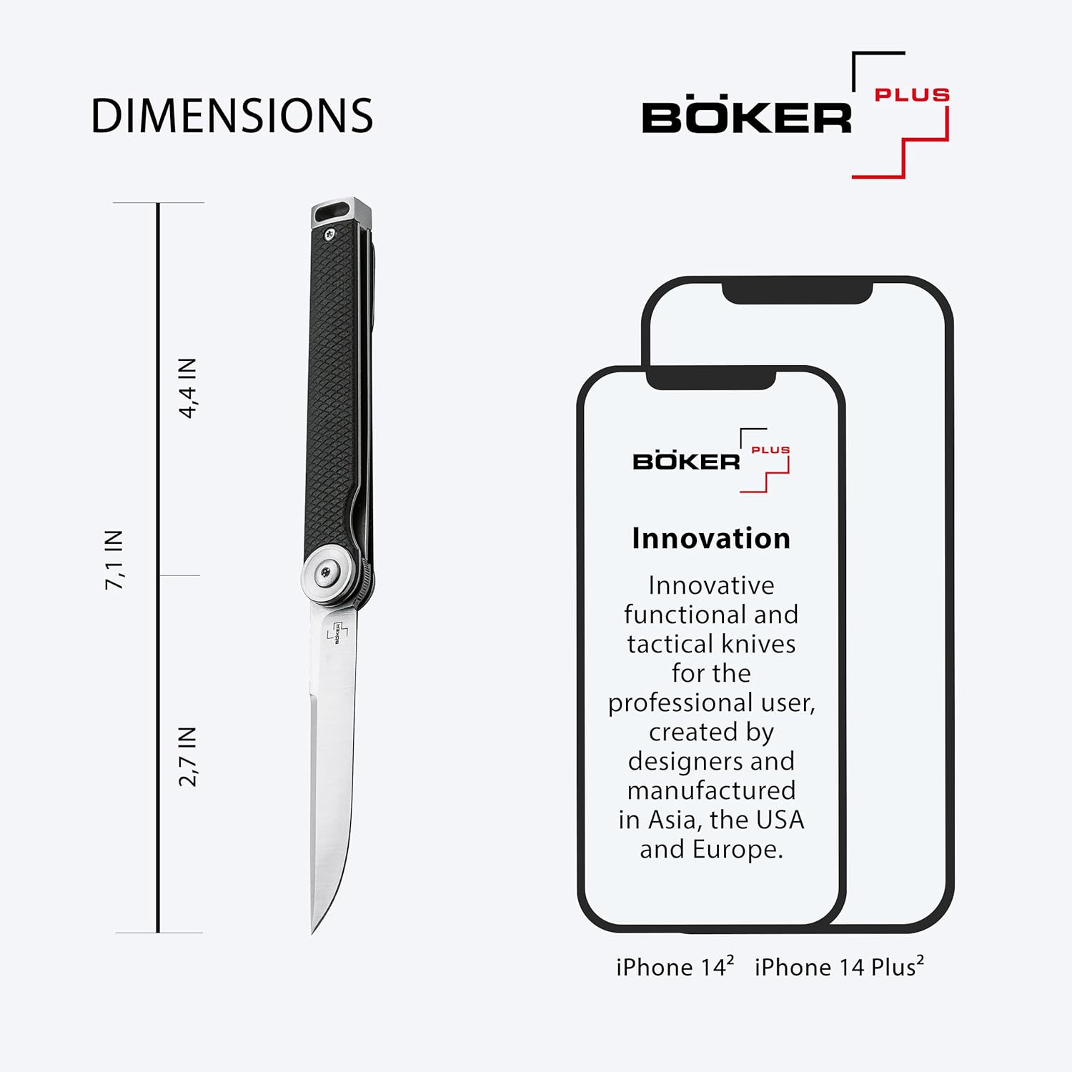 BÖKER PLUS® Kaizen G10 - lightweight EDC pocket knife with black handle - Gentleman Knife D2 steel blade