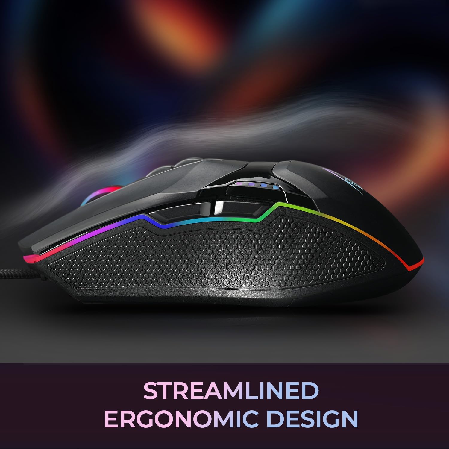 iMouse X5 USB RGB Illuminated Gaming Mouse – 7 Buttons, Adjustable Weight, 6 Level DPI Switch up to 6400, Optical Sensor