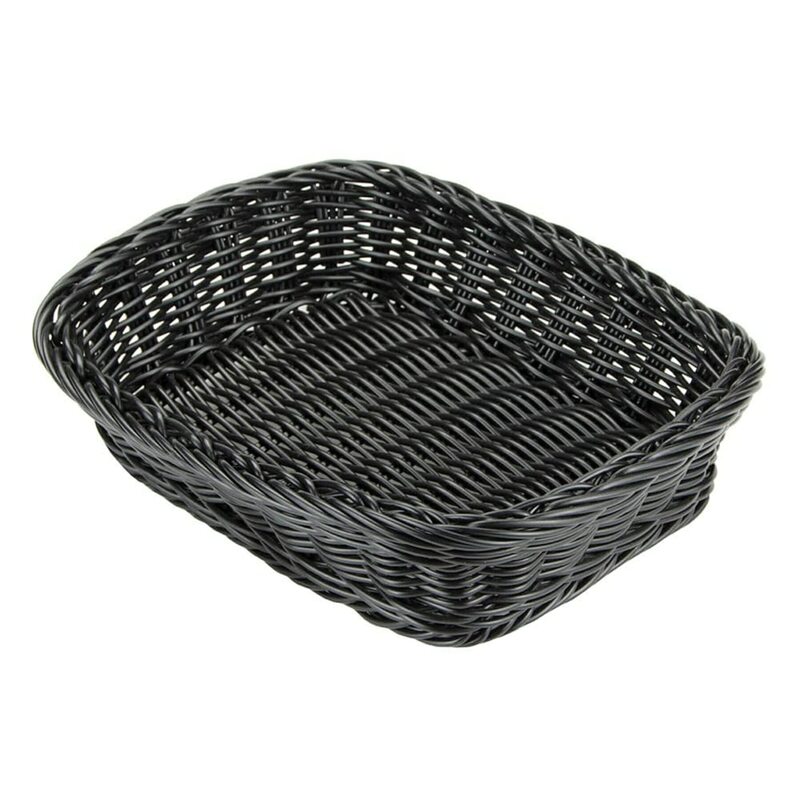 G.E.T. WB-1508-BK Rectangular Polyweave Bread Roll Serving Basket, 11.5" x 8.5", Black