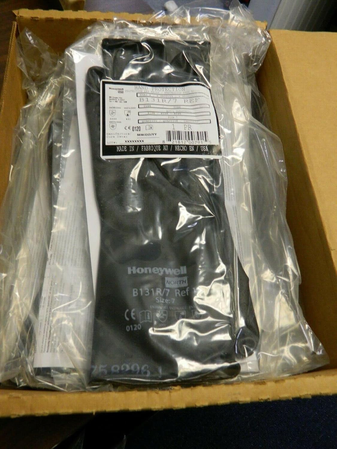 Honeywell B131R/7 Work Gloves, Unsupported Butyl, Size 7