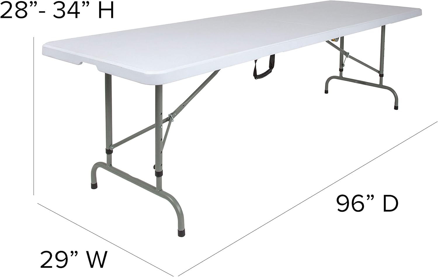 Flash Furniture Kathryn 8' Rectangular Adjustable Plastic Folding Event Table with Carrying Handle