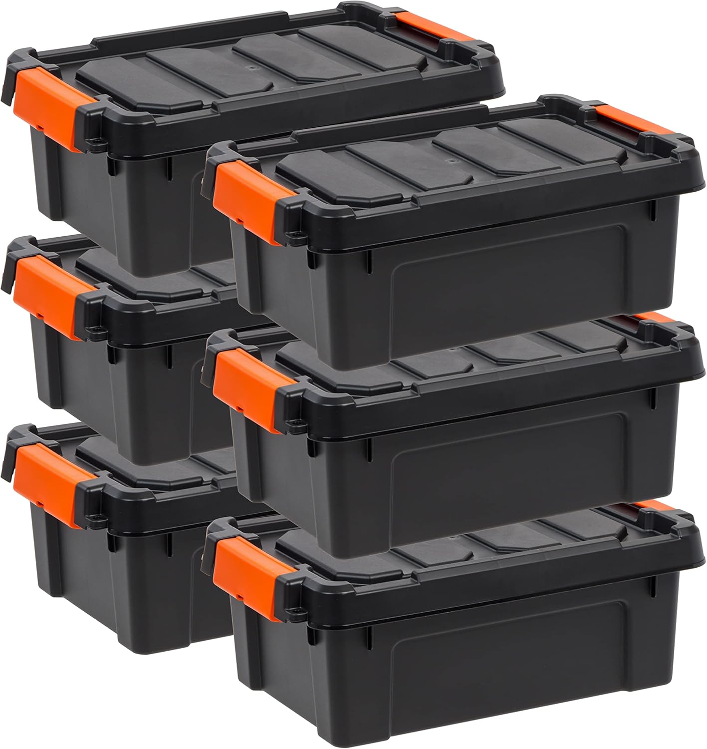IRIS 13 Quart Heavy Duty Plastic Storage Box, Black Pack of 6