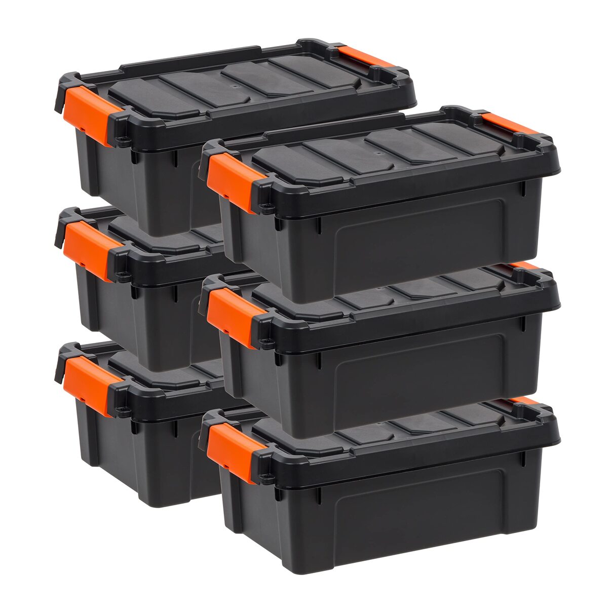 IRIS 13 Quart Heavy Duty Plastic Storage Box, Black Pack of 6