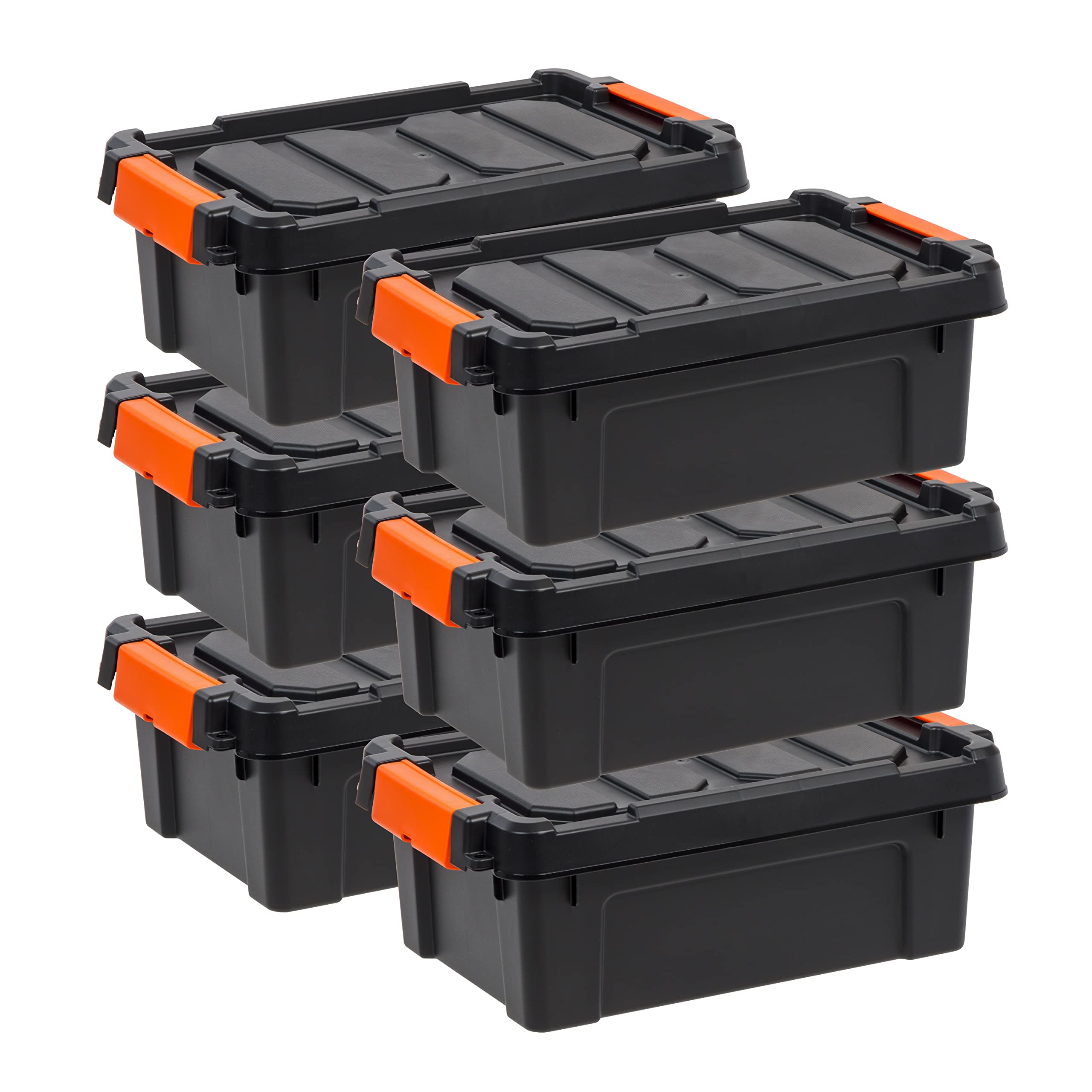 IRIS 13 Quart Heavy Duty Plastic Storage Box, Black Pack of 6