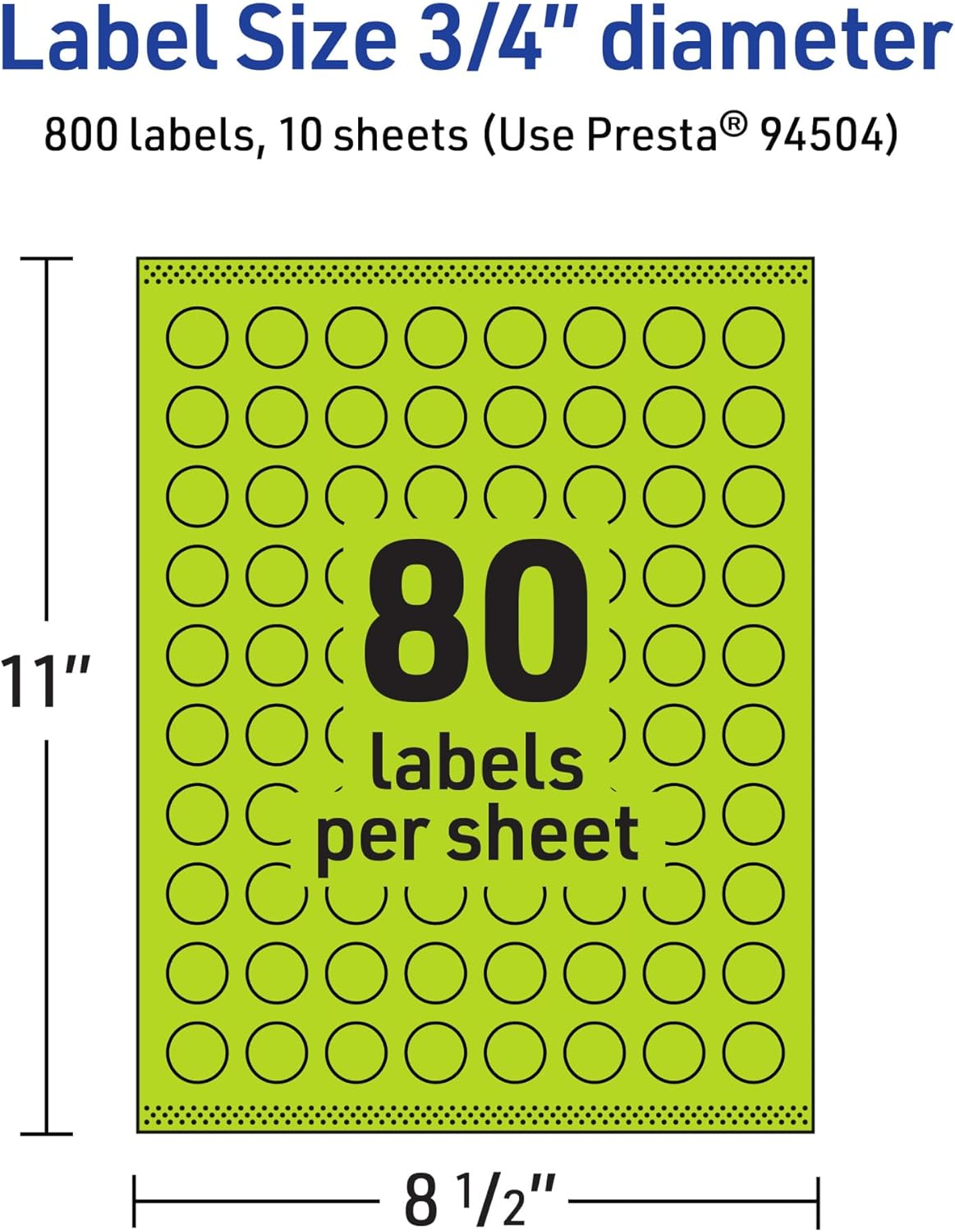 Avery Printable Round Labels, Sure Feed Technology, 3/4 in Diameter, Bright Green, Print-to-the-Edge, Laser/Inkjet