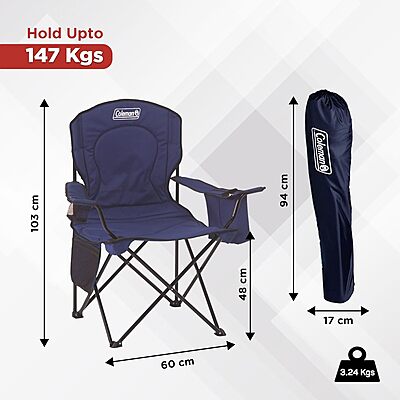 COLEMAN Portable Camping Chair with Built-In 4-Can Cooler, Cushioned Seat & Back