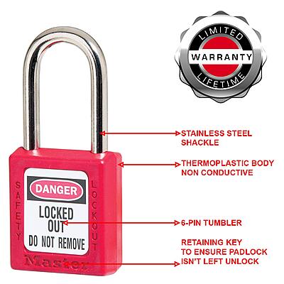 MASTER LOCK 410 Lockout Tagout Safety Padlock with Key