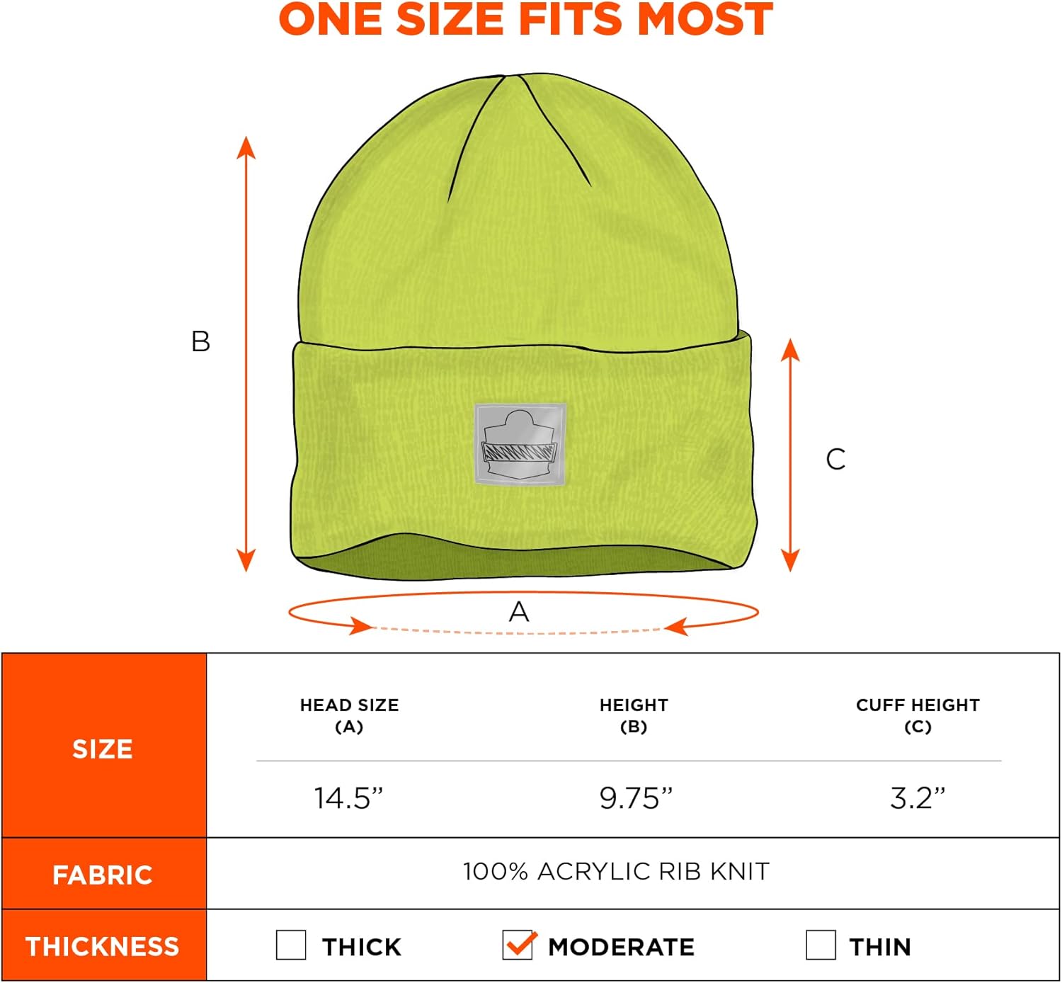 Ergodyne N-Ferno 6806 Cuffed Rib Knit Acrylic Beanie