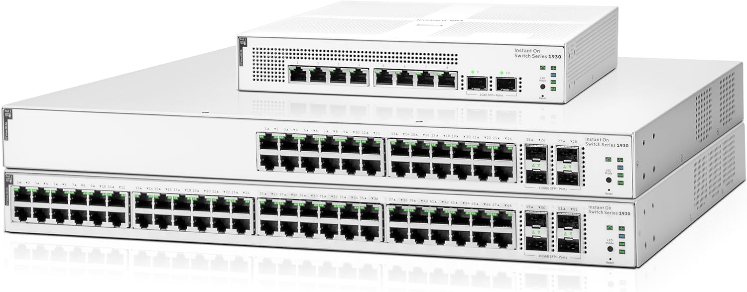 HPE Networking Instant On Switch Series 1930 8-Port Gb Smart-Managed Layer 2+ Ethernet Switch with PoE | 8X 1G | 2X SFP | 8X