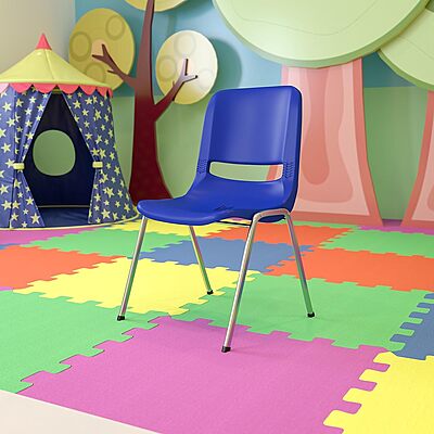 FLASH FURNITURE HERCULES Series 880 lb Capacity Ergonomic Shell Stack Chair with Chrome Frame 18" Seat Height