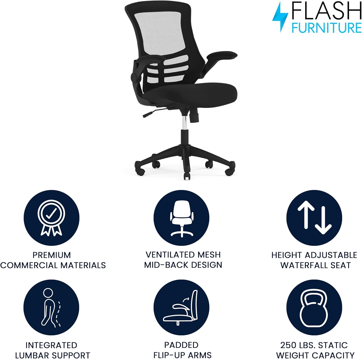 Flash Furniture Kelista Mid-Back Mesh Swivel Office Chair
