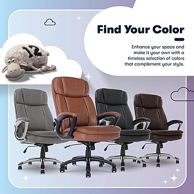 Serta Fairbanks Big & Tall Executive Office Chair, Ergonomic Comfy High-Back ComputerChairs with Lumbar Support