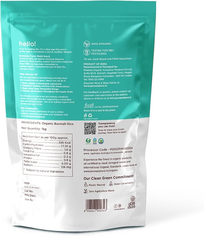 PURE&SURE - ORGANIC BASMATI RICE 1KG