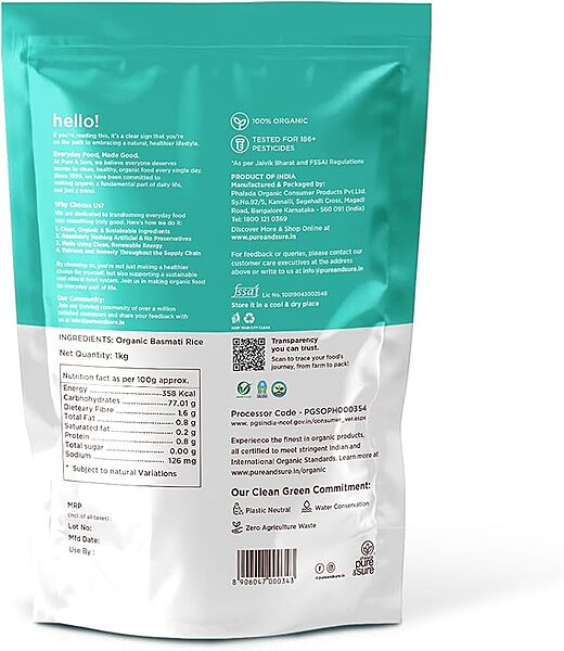 PURE&SURE - ORGANIC BASMATI RICE 1KG