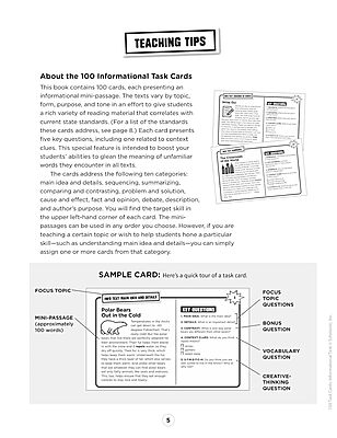 100 Task Cards: Informational Text: Reproducible Mini-Passages With Key Questions to Boost Reading Comprehension Skills