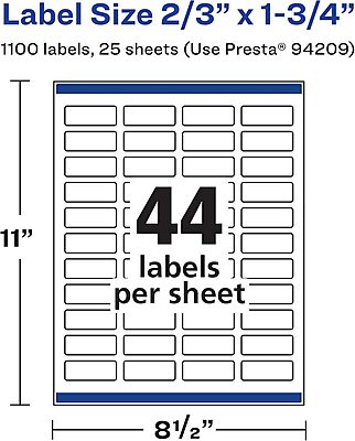 Avery Durable Waterproof Rectangle Labels, Sure Feed Technology, 2/3" x 1-3/4"