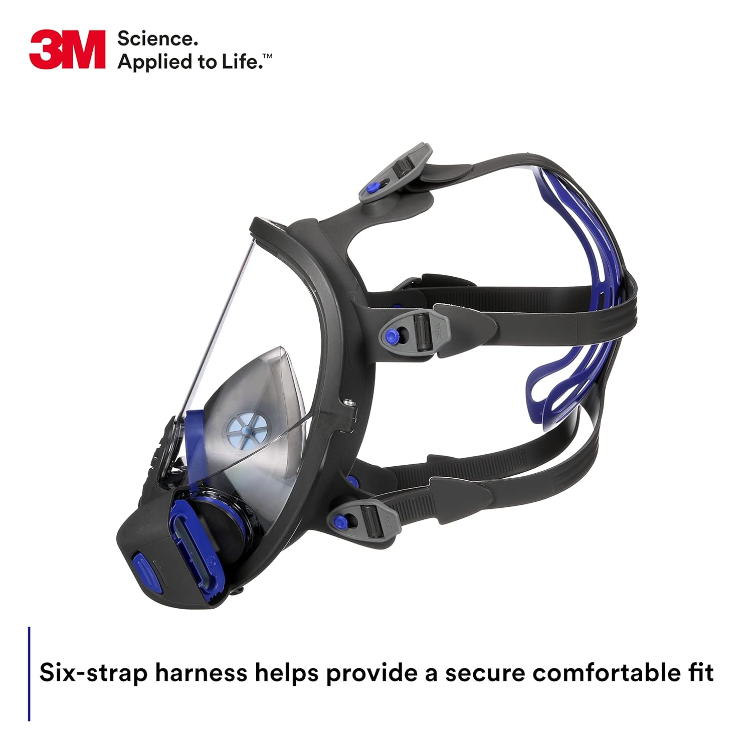 3M Secure Click Full Face Reusable Respirator with Large Lens, Speaking Diaphragm and Push Button Seal Check, FF-801