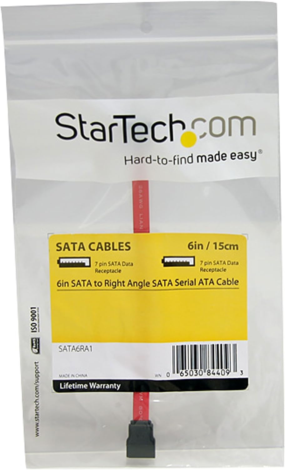 StarTech.com 6in SATA to Right Angle SATA Serial ATA Cable - 6in SATA Cable - left angle SATA Cable - angled SATA Cable