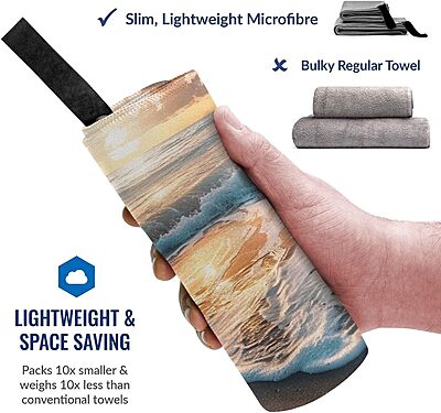 Beach Sunset Sea Waves Printed Microfiber Quick Dry Bath Towel 27.5"X55" - Absorbent, Soft, and Perfect for Travel, Beach