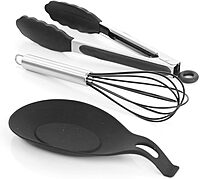 MegaChef Silicone Cooking Utensils, Black, Set Of 12 Utensils