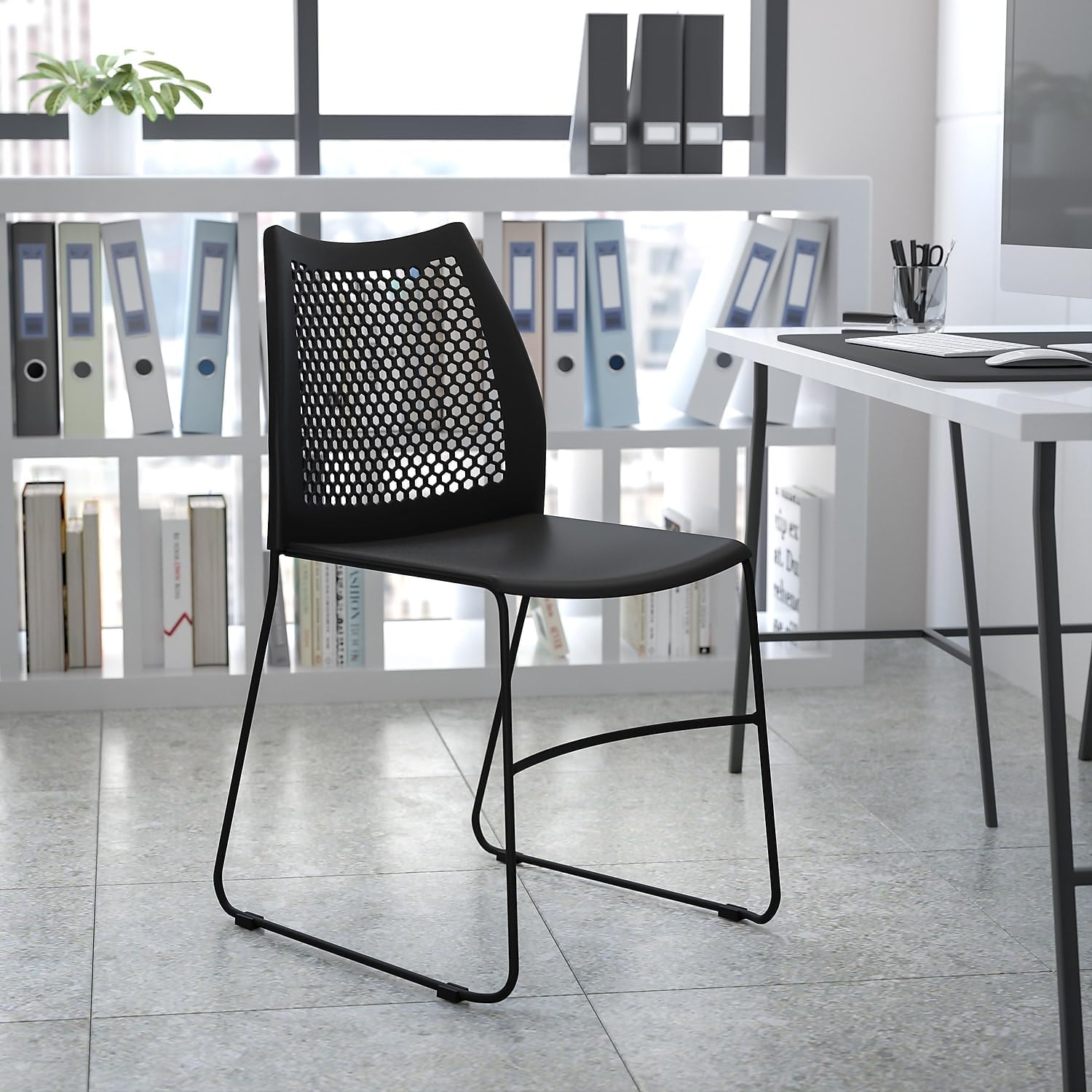 Flash Furniture HERCULES Series 661 lb Capacity Stack Chair with Air-Vent Back and Sled Base