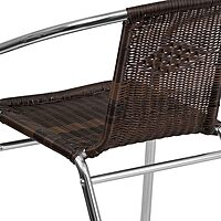 Flash Furniture Commercial Aluminum and Dark Brown Rattan Indoor-Outdoor Restaurant Stack Chair Aluminum and Dark Brown Set of 1