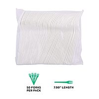 Eco-Products Compostable CPLA 7" Plastic Dinner Forks, Case of 1000, Disposable White Fork, Plantware Cutlery, Renewable Material Made from Plants, Sturdy and Strong, BPI-Certified