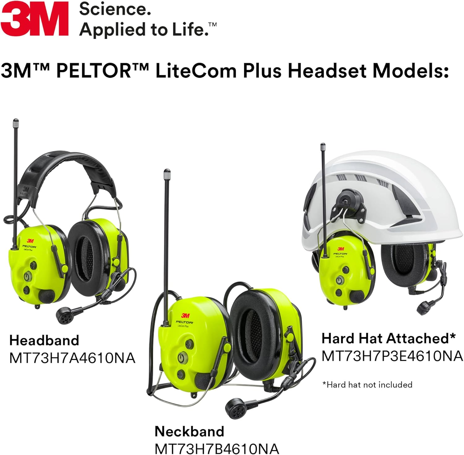 3M PELTOR LiteCom Plus Headset MT73H7A4610NA, Headband Style Hearing Protection, 2-Way Radio