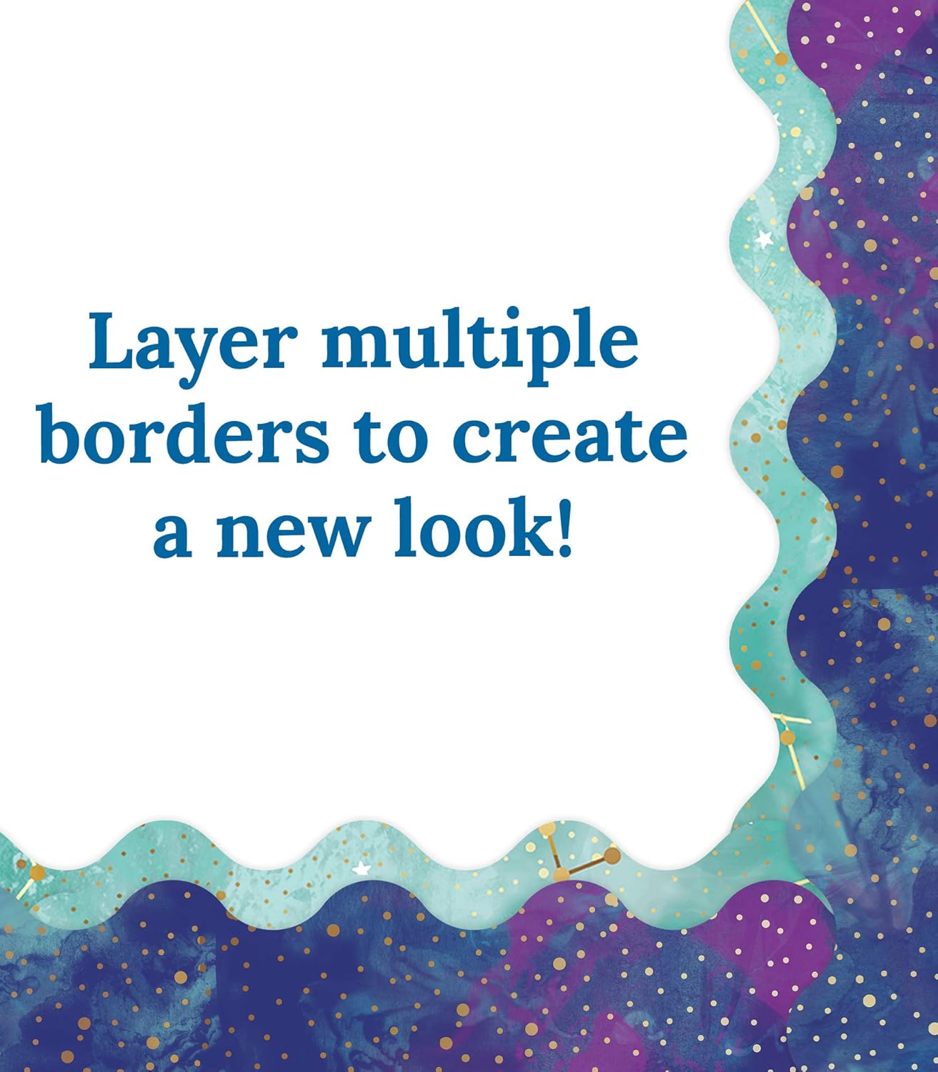 Carson Dellosa Galaxy Bulletin Board Borders, 39 Feet of Scalloped Marble, Gold Dot Classroom Borders for Bulletin Board