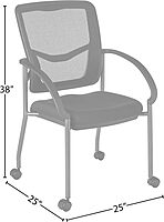 Office Star ProGrid Deluxe Stackable Visitor's Chair with Breathable Back and Padded Lumbar Support Seat