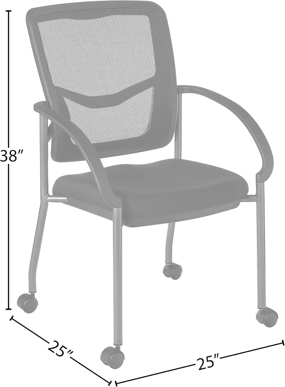 Office Star ProGrid Deluxe Stackable Visitor's Chair with Breathable Back and Padded Lumbar Support Seat