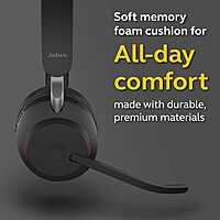Jabra Evolve2 65 Wireless Headset On-Ear Bluetooth Headphones for Calls and Music