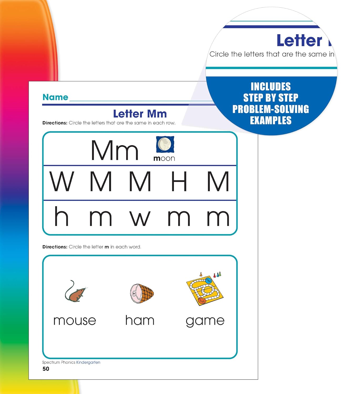 Spectrum Kindergarten Phonics Workbook, Ages 5 to 6, Kindergarten Phonics Workbooks, Letter Recognition, Alphabet Order