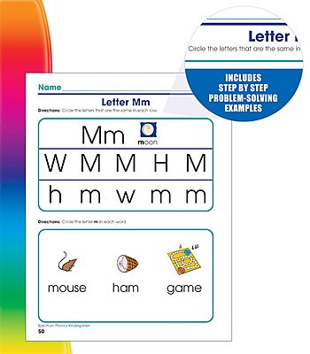 Spectrum Kindergarten Phonics Workbook, Ages 5 to 6, Kindergarten Phonics Workbooks, Letter Recognition, Alphabet Order, Vowel and Consonant Sound Practice - 144 Pages (Volume 90)