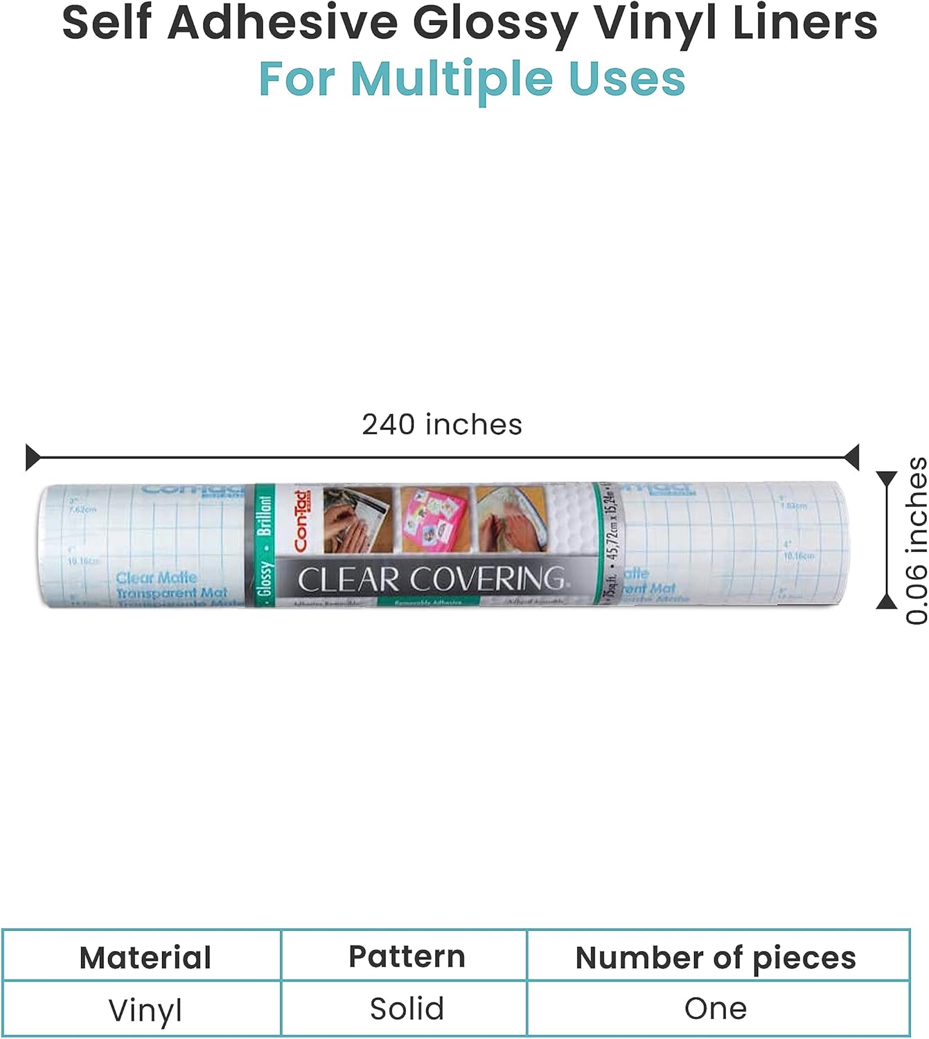 Con-Tact Brand Creative Clear Covering, Versatile and Self-Adhesive Shelf Liner, Ideal Privacy Film, Protective Clear Vinyl