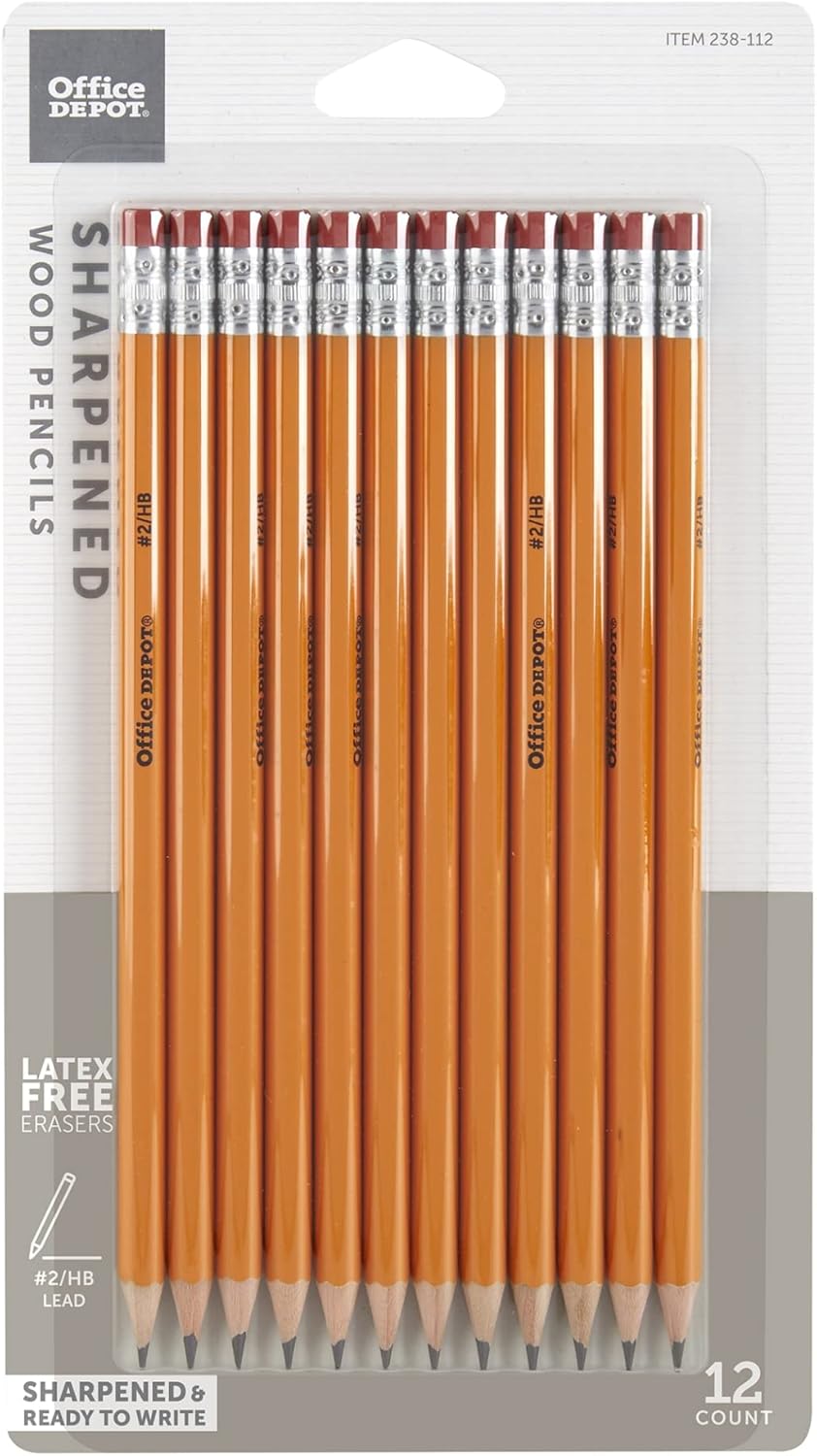 Office Depot® Brand Presharpened Pencils, #2 Medium Soft Lead, Yellow, Pack Of 12
