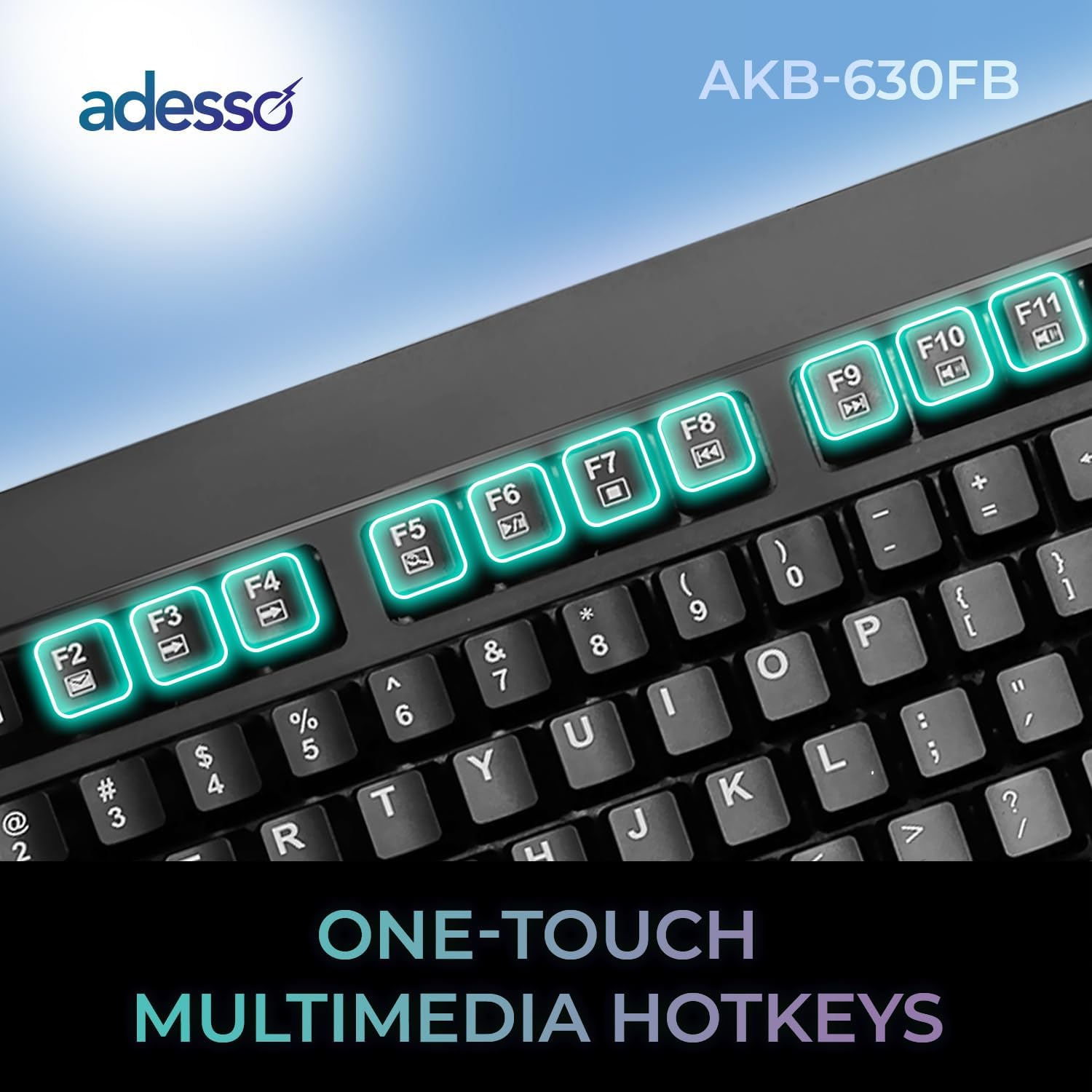 Adesso TAA Compliant Fingerprint Keyboard with AES 256 Encryption USB Wired Full Size 104 Key Layout Windows Hello
