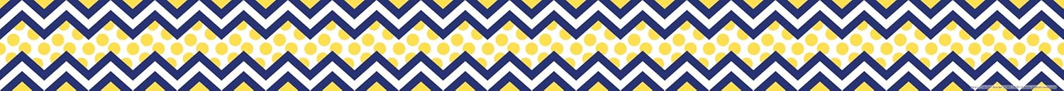 Barker Creek Double-Sided Border 2-Pack, Navy & Yellow Chevron, Decorate Galore with 70' of Border