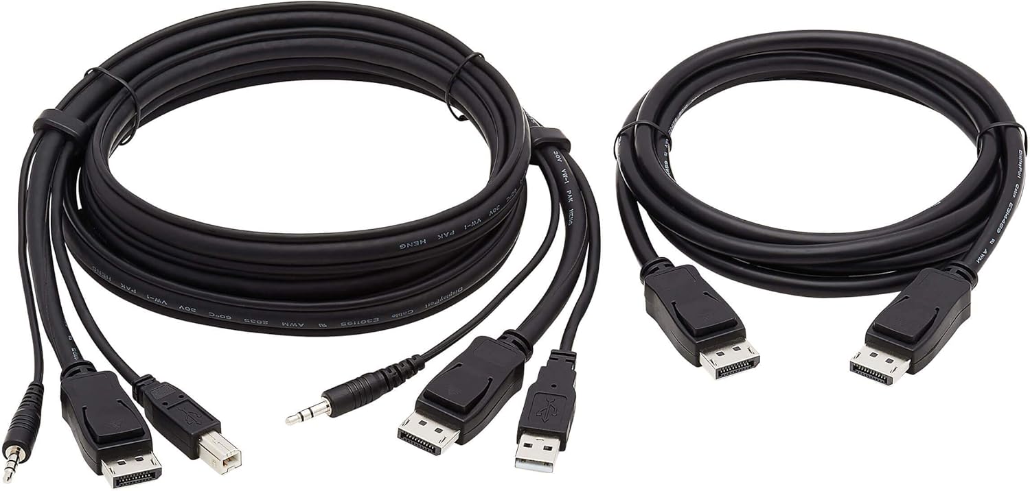 Tripp Lite Dual DisplayPort KVM Cable Kit 4K USB 3.5 mm Audio 3xM/3xM 6ft - 60 MB/s - Supports up to 3840 x 2160