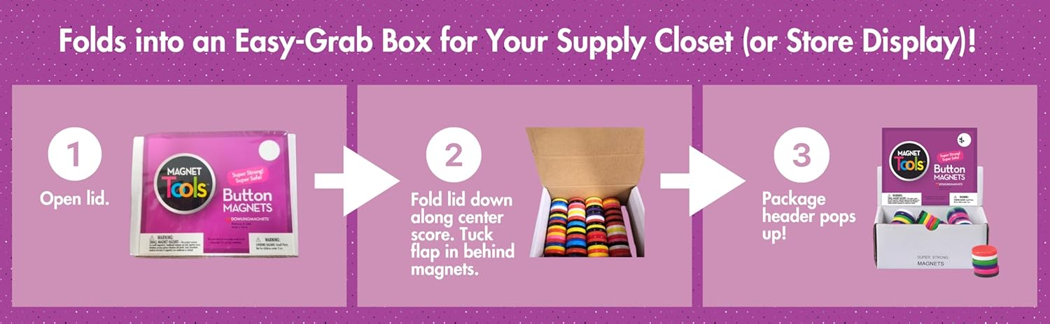 Dowling Magnets Chunky Magnets, Button, 1 1/8in, Assorted Colors, Box Of 40