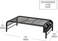 Mind Reader Monitor Stand, Ventilated Laptop Riser, Desktop Organizer, Side Storage, Metal Mesh, 20" L x 11.5" W x 5.5" H, Black (Pack of 2)